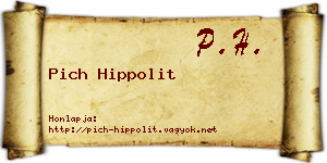 Pich Hippolit névjegykártya